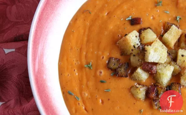 Creamy Roasted Red Pepper and Cauliflower Soup