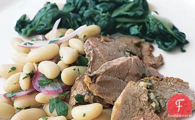 सफेद बीन्स के साथ मेंहदी-लहसुन भेड़ का बच्चा