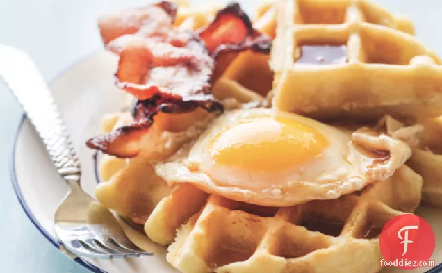 Maple Syrup–Poached Eggs And Waffles