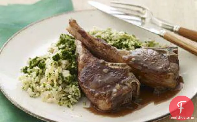 Lamb Chops With Spinach Rice Pilaf