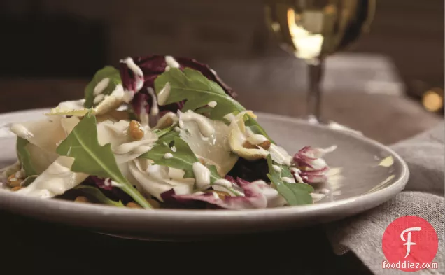 Endive Salad With Creamy Pine Nut Dressing And Shaved Parmesan
