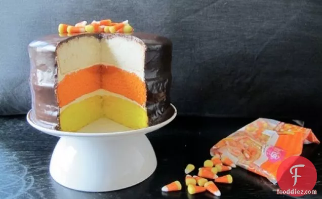 Chocolate Covered Candy Corn Layer Cake