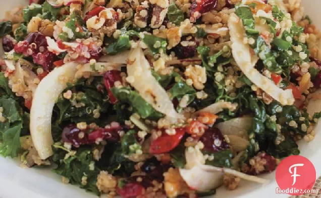 Roasted Garlic Kale & Quinoa Salad With Cranberries Recipe