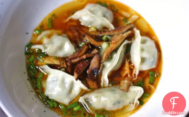 Steamed Dumplings With Shiitake Mushrooms in Sichuan Soup