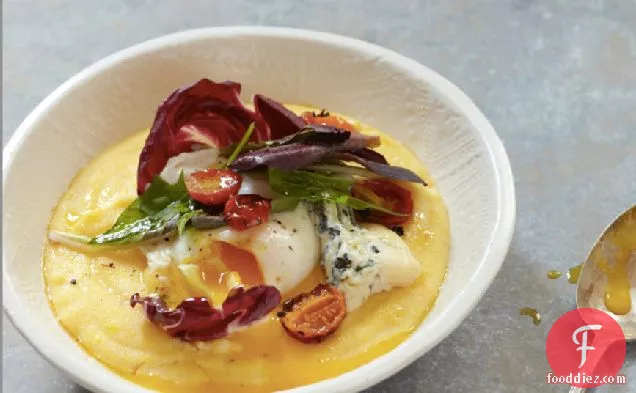 Polenta With Winter Salad, Poached Egg And Blue Cheese Recipe