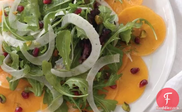 Persimmon, Pomegranate, and Pistachio Salad With Lemon Honey Vinaigrette From 'Choosing Sides