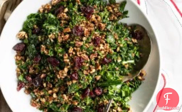 The Best Shredded Kale Salad with Pecan Parmesan and Cranberries
