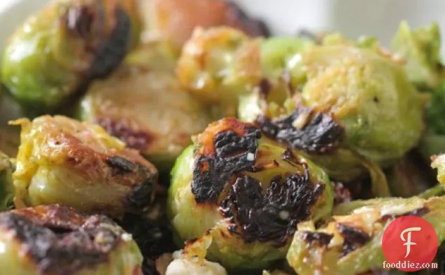 Gorgonzola, Almond and Pear Roasted Brussel Sprouts