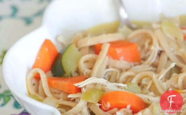 Classic Chicken Noodle Soup with Roasted Vegetables