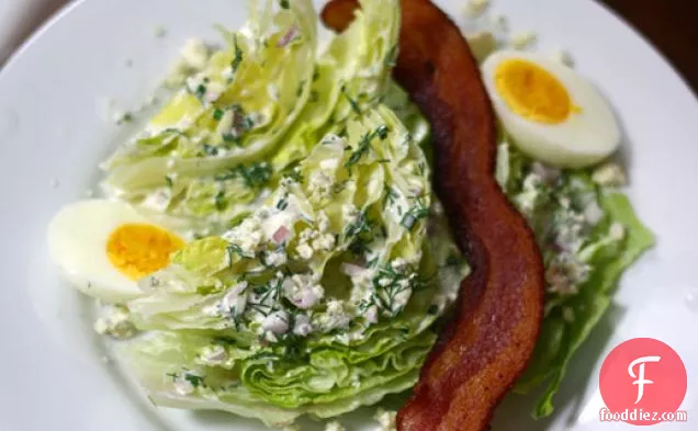 Wedge Salad With Ranch Dressing and Crumbled Blue Cheese