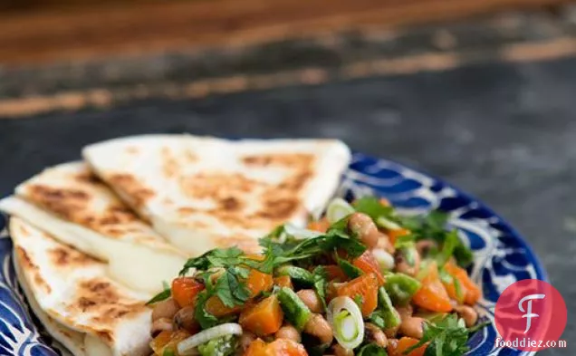 Black Eyed Pea Salsa with Cheese Quesadillas