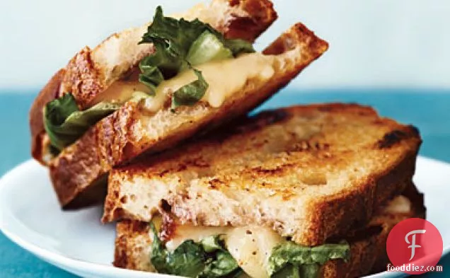 Grilled Cheese with Onion Jam, Taleggio, and Escarole