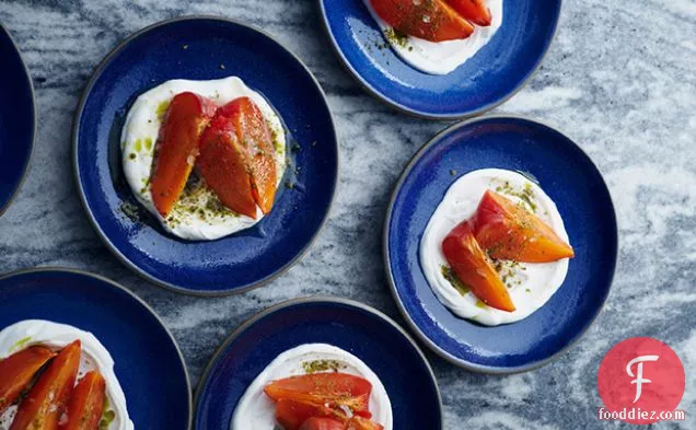 Persimmons with Greek Yogurt and Pistachios