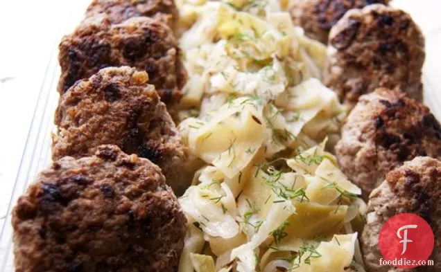 Pork Sausage Patties With Braised Cabbage and Apples
