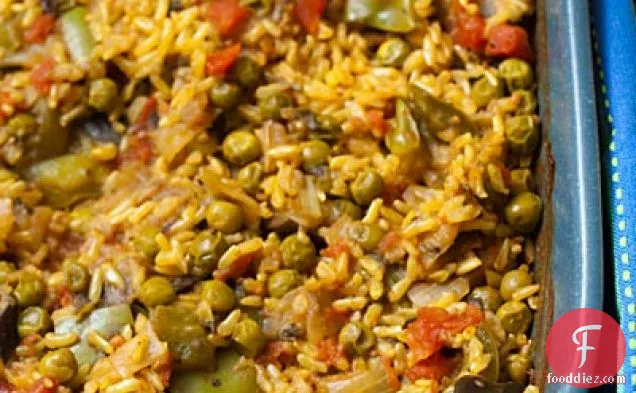 Cumin Rice with Eggplant and Peas