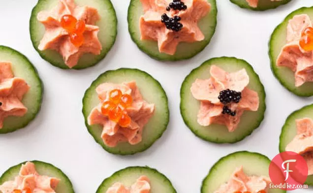 Smoked Salmon with Caviar on Cucumber