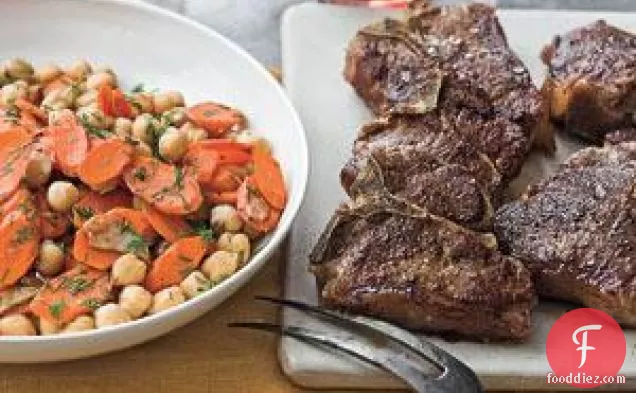 Lamb Chops With Chickpea And Carrot Saute