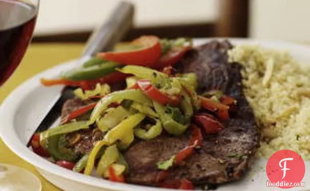 Lamb Steaks With Four Peppers And Nutty Couscous