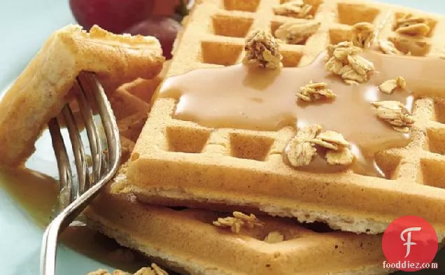 Whole Wheat Waffles with Honey-Peanut Butter Syrup