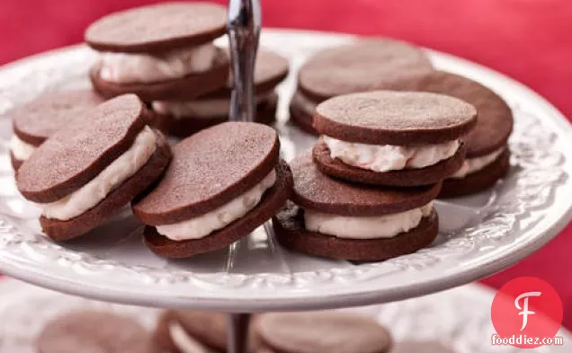 Chocolate Sandwich Cookies with Peppermint Buttercream Filling