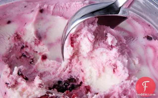 The Easiest Frozen Yogurt with a Blackberry Swirl