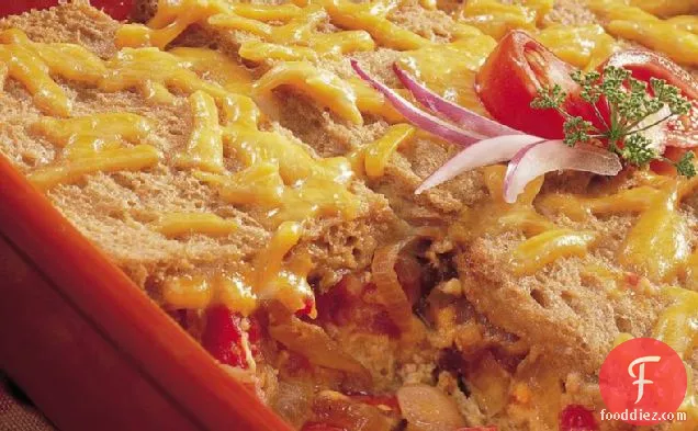 Cheddar Strata with Grilled Onions