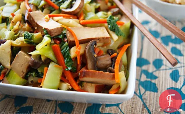Bok Choy and Baked Tofu Stir-Fry in Ginger-Citrus Sauce