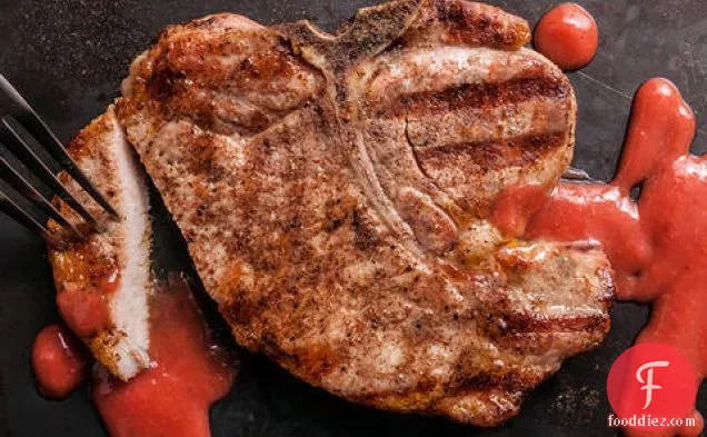 Grilled Pork Chops with Fresh Plum Sauce
