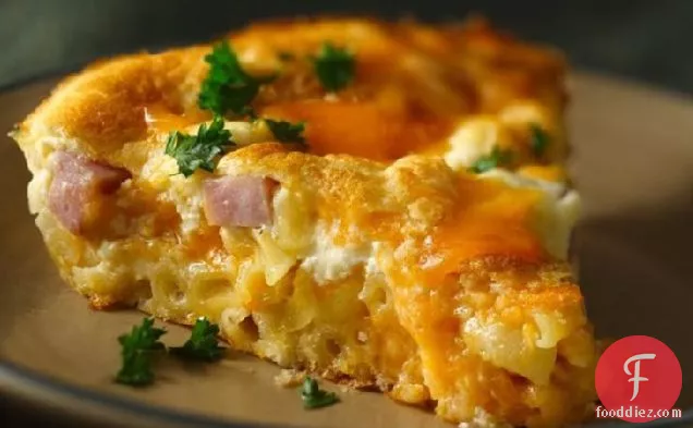 Macaroni and Cheese Ham Pie