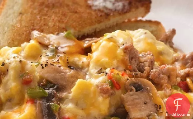 Slow-Cooker Make-Ahead Sausage and Mushroom Scrambled Eggs
