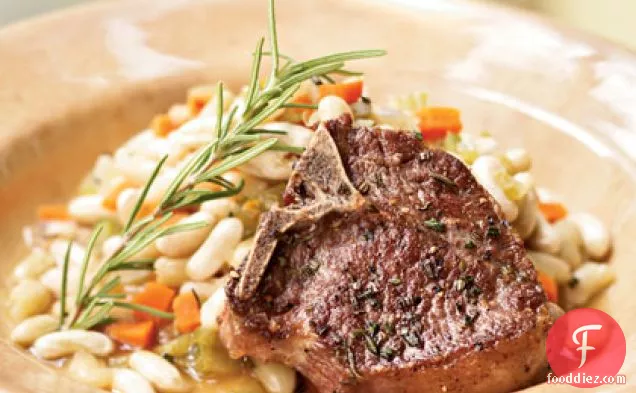 Lamb Chops with Rosemary Flageolets