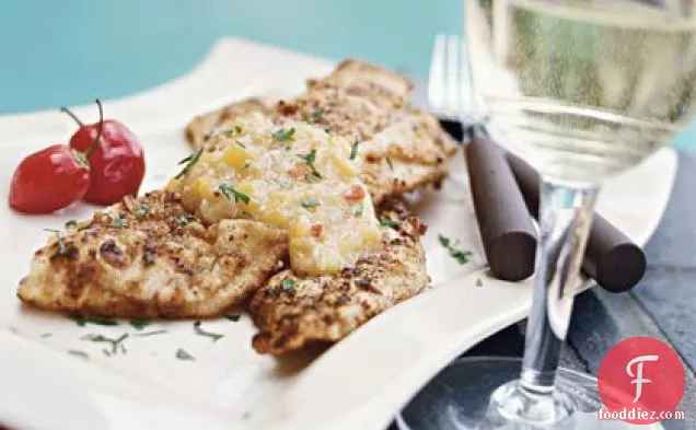Pecan-crusted Trout with Peach-Habanero Chile Sauce