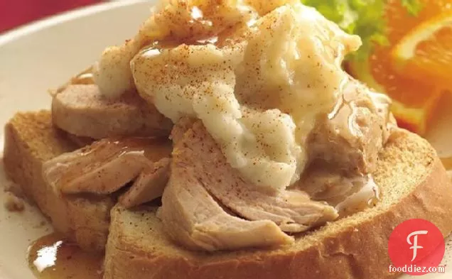 Slow-Cooker Open-Face Turkey Dinner Sandwiches