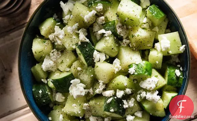 Melon and Cucumber Salad with Feta, Black Pepper, and Mint