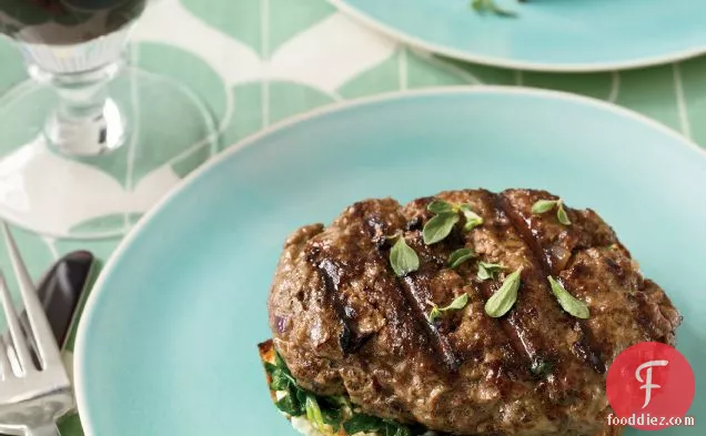 Chopped Lamb Steak with Garlicky Spinach