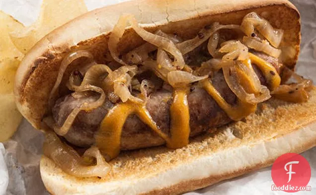 Beer-Braised Bratwursts with Onion