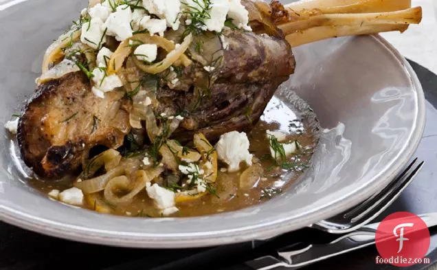 Slow Cooker Lamb Shanks with Lemon, Dill and Feta