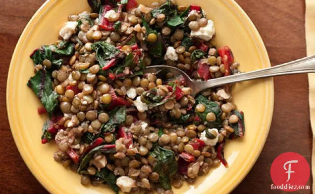 Swiss Chard with Lentils and Feta Cheese