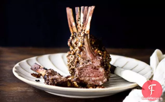 Raspberry Balsamic And Pecan Encrusted Rack Of Lamb