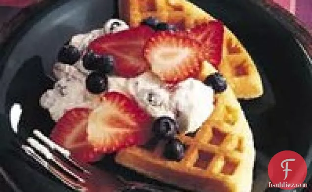 Belgian Waffles with Berry Cream