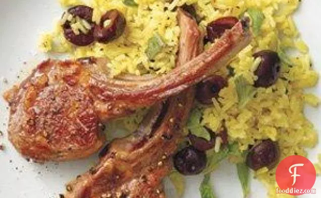 Lamb Chops With Curried Rice And Cherries Recipe