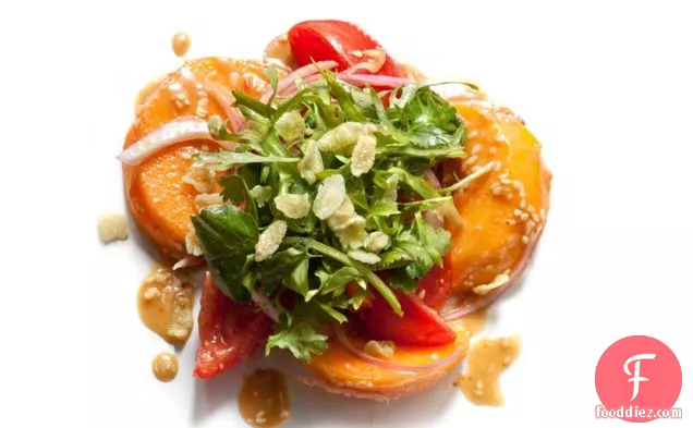 Persimmon Salad with Sesame Vinaigrette