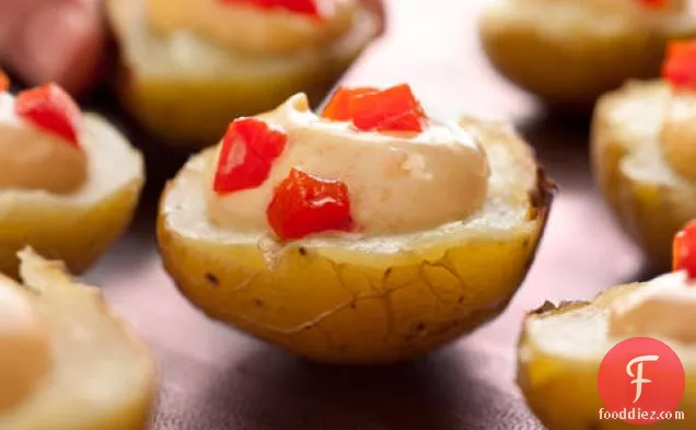 Mini Baked Potatoes with Aioli and Pimientos
