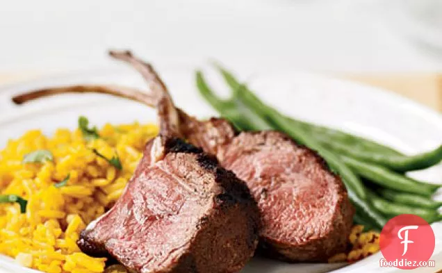 Grilled Rack of Lamb with Saffron Rice