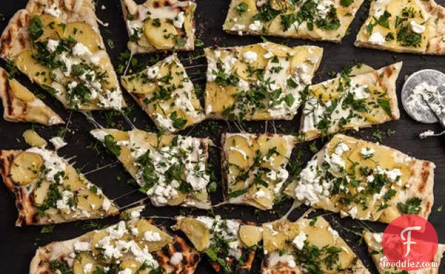 Grilled Flatbread with Potato, Chèvre, and Herbs