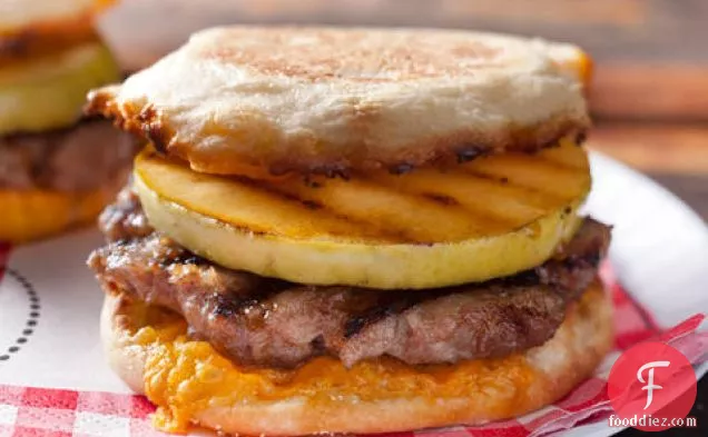 Apple and Cheddar Breakfast-Sausage Burger