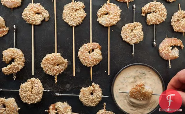 Sesame Shrimp with Cilantro-Lime Sauce