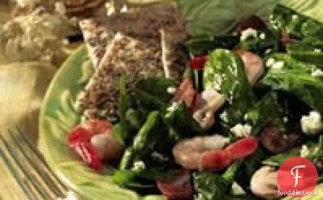 Spinach-Shrimp Salad with Hot Bacon Dressing