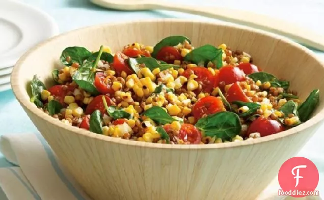 Wheat Berry, Grilled Corn and Spinach Salad