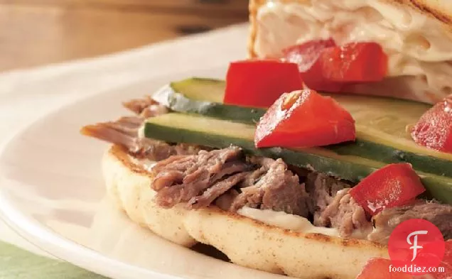 Slow-Cooker Greek Pork Sandwiches
